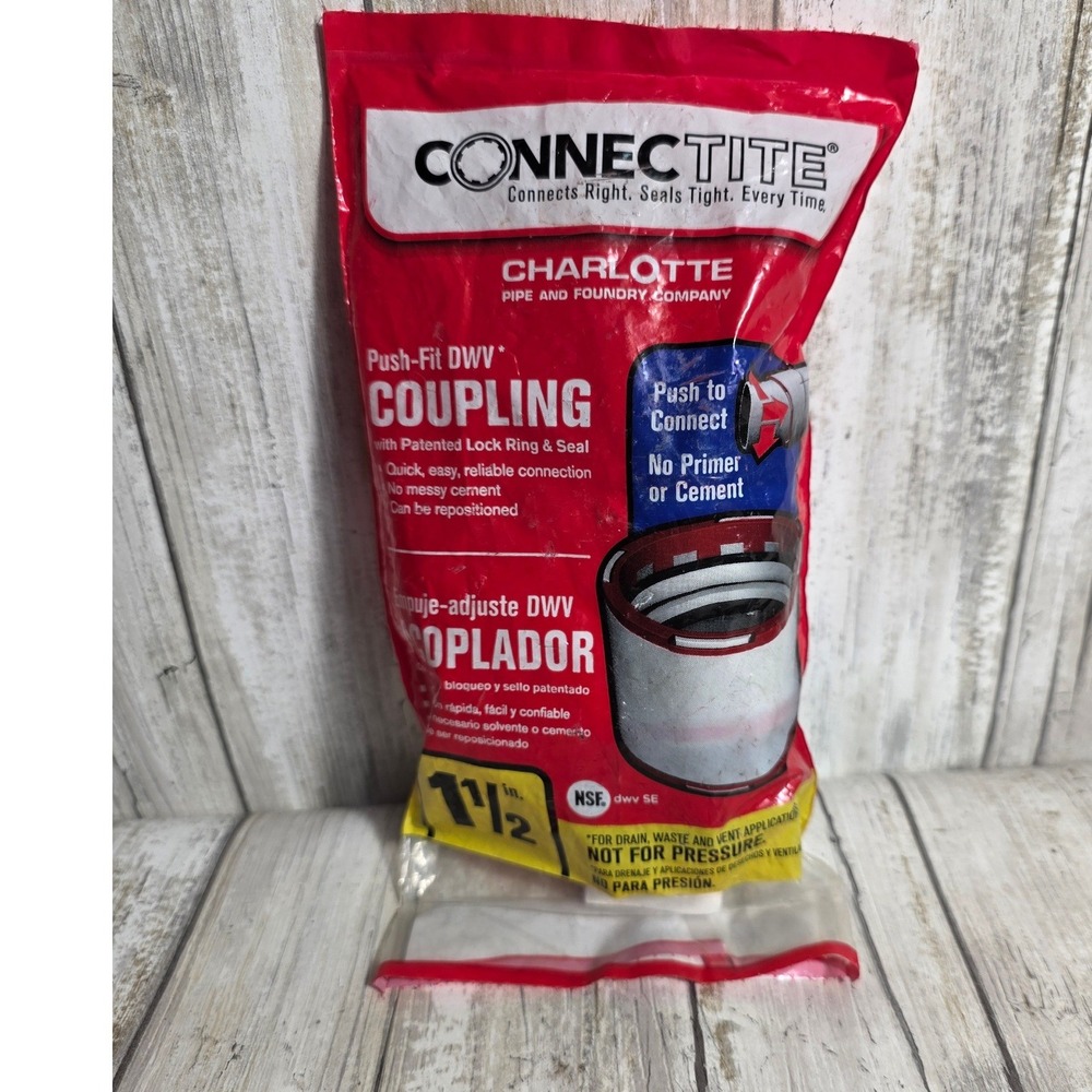 Charlotte Pipe ConnecTite 1-1/2 in Push-Fit DWV Coupling No‎ Cement Required
